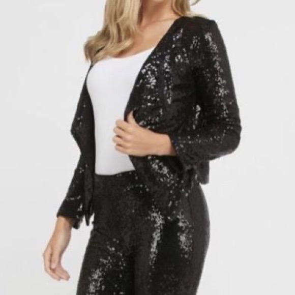 Black Sequin Blazer Jacket - Picture 2 of 3
